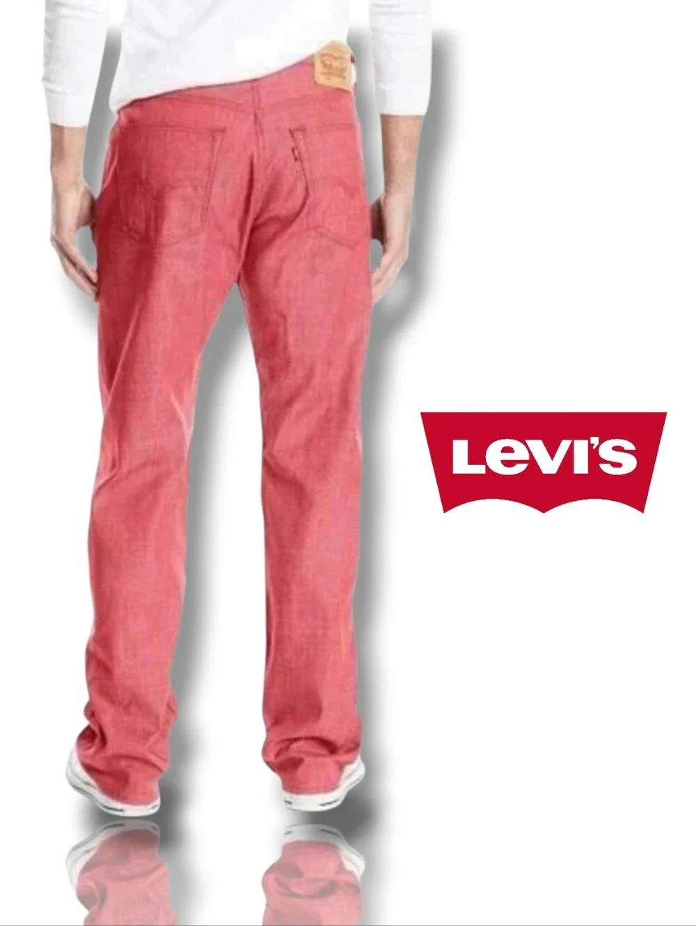 NWT Levi's 501 Men's Red New Straight-Leg Jeans Size 32x30 Shrink-to-Fit